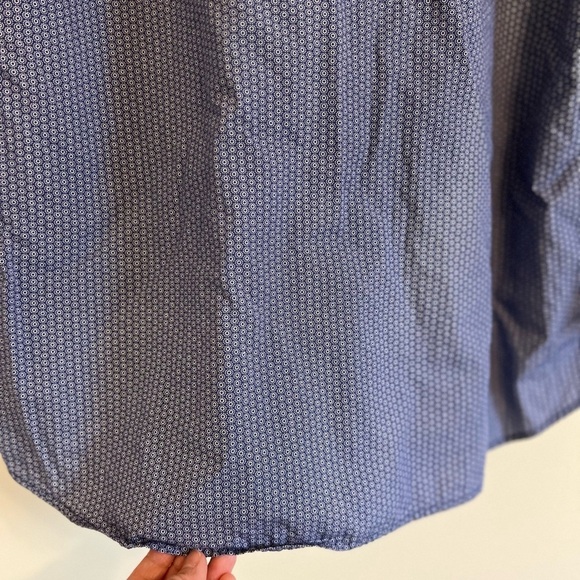 Egara Mens Button Down Shirt XL Blue Print LongSleeve Cotton Floral Reverse Cuff - Picture 13 of 15